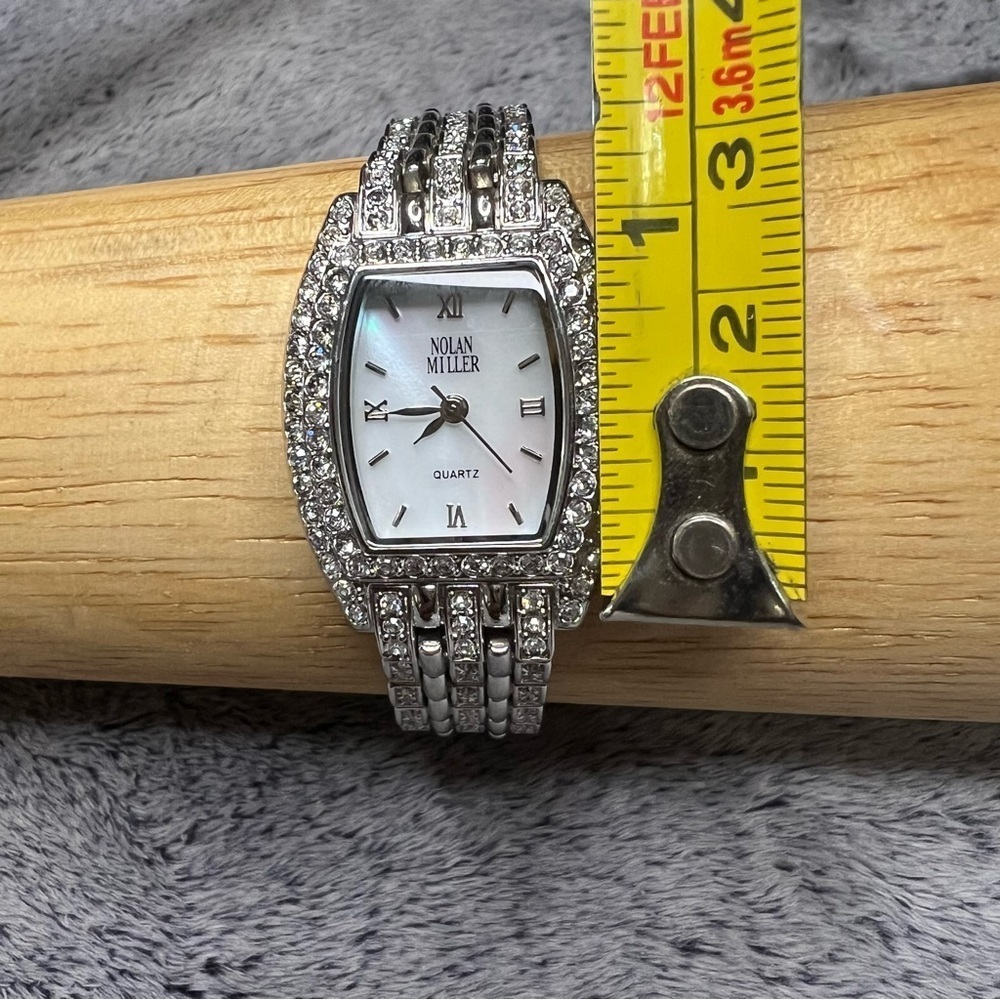 Vintage Nolan Miller Glamour Collection Crystal Rhinestone Bezel Quartz Watch - Picture 2 of 7